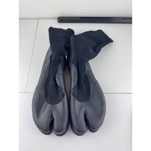 Japanese Tabi Split Toe Indoor Boots Black Sock Booties Felt Bottom Size 25.0 8